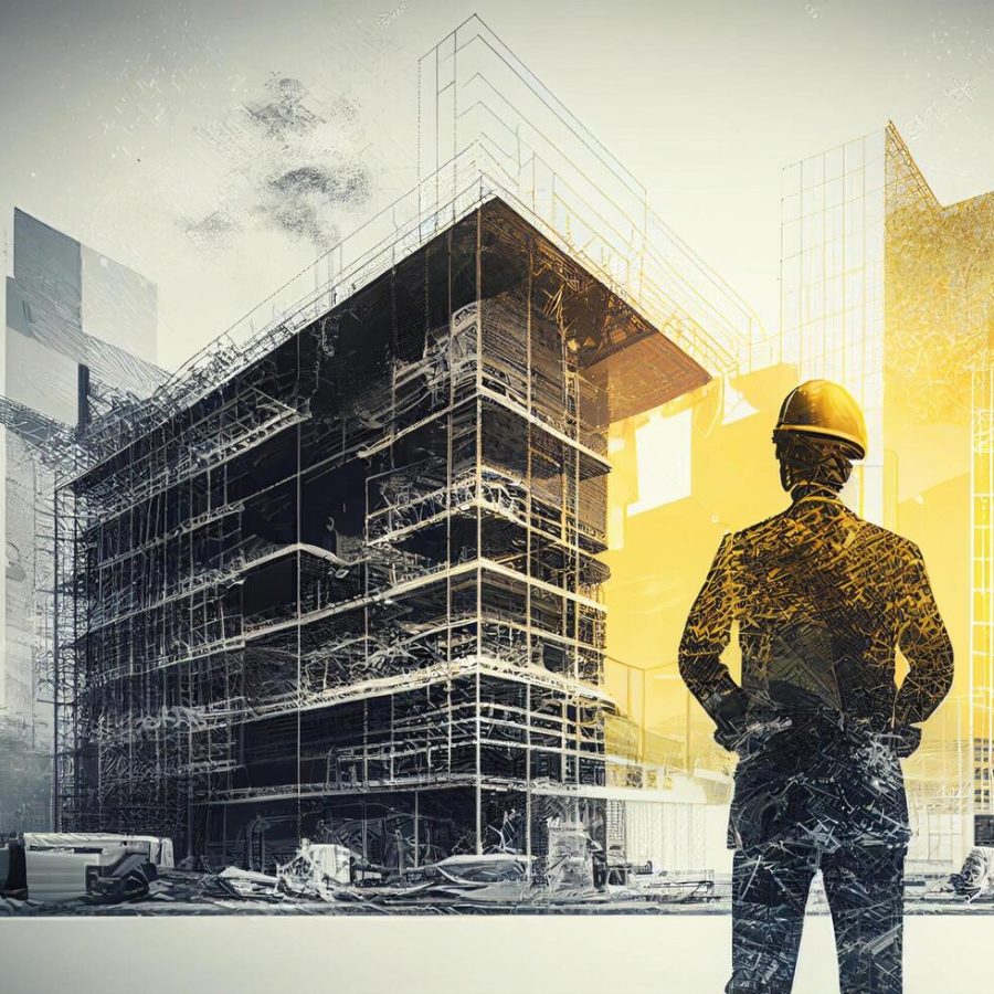silhouette-of-engineer-looking-at-construction-site-engineering-concept-double-exposure-generative-ai-free-photo